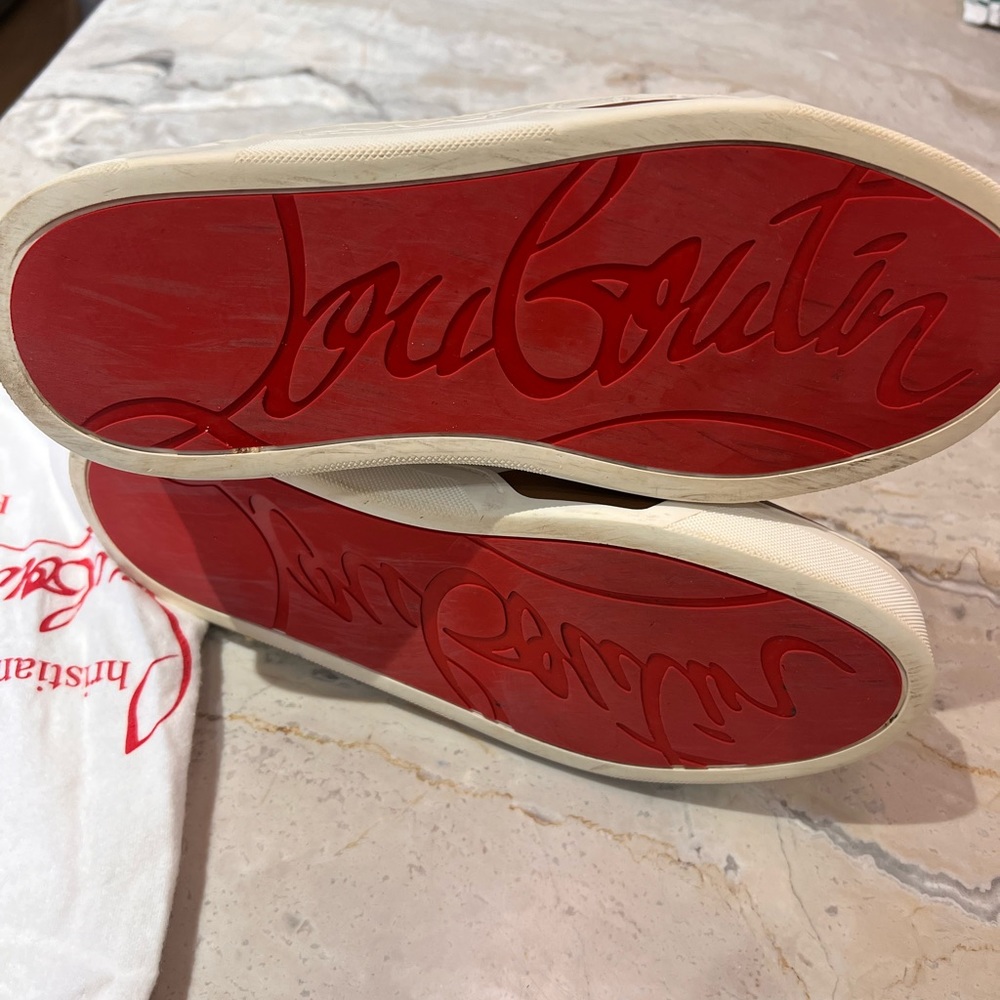 CHRISTIAN LOUBOUTIN Sz 43 Tan Suede White Rubber Sole RANKICK High Top Sneakers - Picture 4 of 8